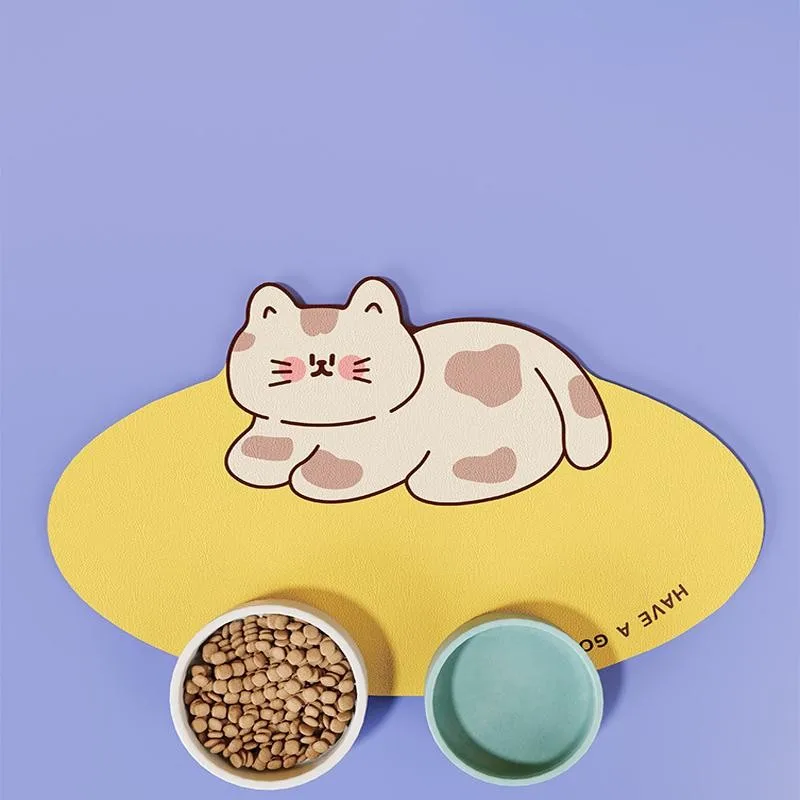猫用防水マット 飛び散り防止 お手入れ簡単 40×60cm レザー製