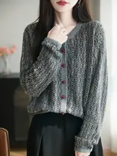 秋の新作！ノーカラー ニットカーディガン【長袖・軽やかな印象・大人カジュアル】