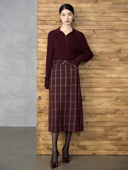 レディース チェック柄 ロングスカート【スタイリッシュ・秋冬用・膝上】