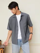 冷感デザインの半袖シャツ【男性用・リネン混・軽量・フィット】
