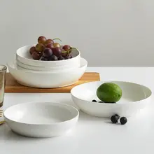 純白色 骨瓷製プレートセット【深皿・家用・創意デザイン・食器】