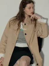 relez シングルボタン中長丈トレンチコート【春用・ルーズフィット・ファッション】