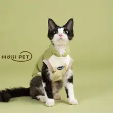 HOiii PET 秋冬用 ヴィンテージ風 配色 ノースリーブフード付きウェア【デボンレックス向け・柔らか素材】