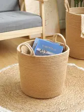 収納バスケット 洗濯物入れ ジュート 手作り 大容量 おもちゃ 衣類 小物 北欧風 「Kens」