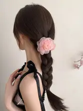 白色山茶花のバンスクリップ【上品デザイン・ハーフアップ対応】