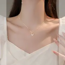 シンプルな人工ジルコンの水滴ペンダントネックレス【ファッションアクセサリー・女性用・ロックボーンチェーン】