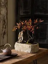 ヴィンテージ風石像風花盆【家庭用・洋ランの鉢植え・新中式庭園・茶室用装飾品】