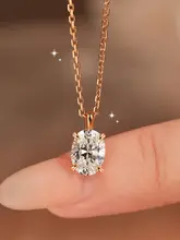 秘蓝の楕円形ダイヤモンド風デザイン シルバー製ネックレス【シンプル・ロックコフ・一粒ダイヤモンド】