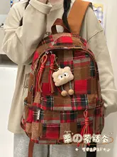 秋冬向けウール風リュックサック【レトロチェック・カジュアル・軽量】