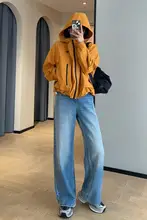 高腰デニムワイドパンツ【スリムシルエット・ストレート・ドラッグ丈】（セットアップ対応）