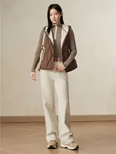 軽やかで暖かい！フード付きバイカラー白鹅绒ダウンベスト【冬季用】