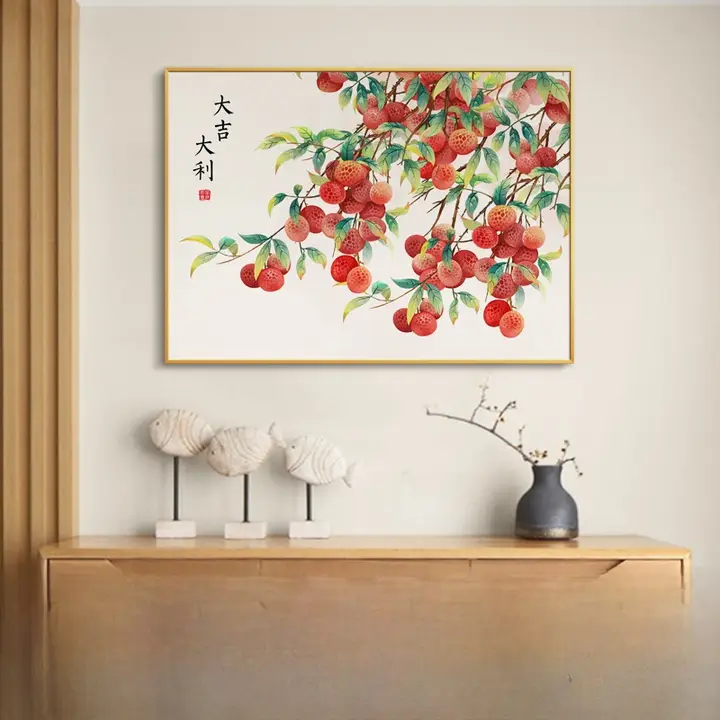 ライチの絵画【縁起の良いデザイン・ダイニングスペース・リビング用・フルーツモチーフ】