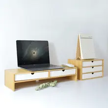 モニター台 卓上収納ラック 竹製 収納付き 目線アップ 首への負担軽減 ノートPC デスクオーガナイザー オフィス 在宅ワーク
