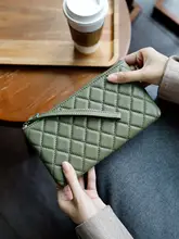 真皮製 ダイアモンドタイルデザインの長財布【軽量・スマホ収納可・シンプルなハンドバッグ】