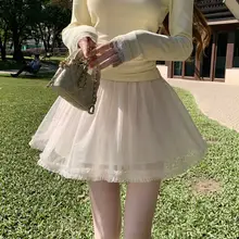 春の少女スタイル フワリとした大きなフレアのチュールスカート
