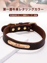牛革製 刻印付き犬用首輪【防失くし対策・ゴールデン・テディ・柴犬・コーギー・ハスキー用】