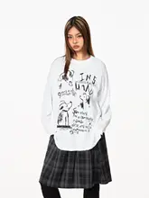 小犬プリントの長袖Tシャツ【カジュアル・ゆったりフィット・春秋用】