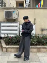人字柄のAラインバギーパンツ【サイドタックデザイン・コーディネート自由】