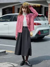 黒のウールミディスカート【高腰・Aライン・プリーツ・気品あるデザイン】