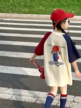 プリンセスデザインの女児用短袖Tシャツ【カートゥーン・ルーズフィット・肩掛けスタイル】 （セットアップ対応）