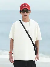 夏用ゆったりシンプルな丸首半袖Tシャツ【メンズ・プレーンカラー・カジュアルスタイル】