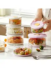 食品グレード耐熱無鉛高硼珪酸ガラス製保存容器【丸型・密閉・電子レンジ対応】