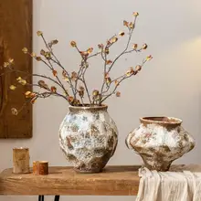 侘寂風花瓶【手作り・陶芸・装飾用・緑植物用】