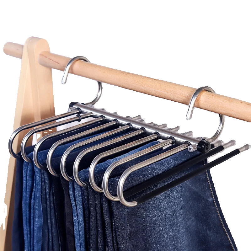 ステンレス製 折りたたみ式クローゼットハンガー【多層・無痕・防滑・伸縮可能】
