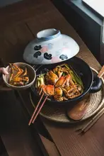 高温耐熱 陶器製 砂鍋 フライパン【家庭用・炒め物&煮込み用】