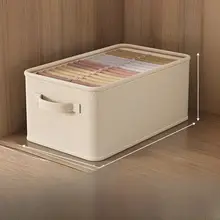 大容量布製衣類収納ボックス【折りたたみ可能・仕切り付き・家庭用】