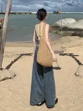 高腰ワイドレッグデニムパンツ【アメリカンスタイル・フィット・ヴィンテージウォッシュ】（セットアップ対応）