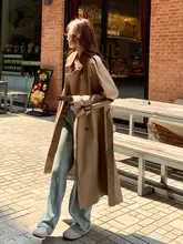クラシックデザインのロングトレンチコート【レトロスタイル・秋用・ファッション性抜群】