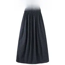 女性用ハイウエストチェック柄シフォンスカート【夏用・Aライン・体型カバー】（セットアップ対応）