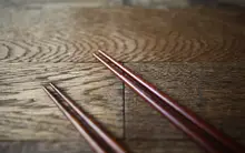 ヴィンテージスタイルの尖頭チーク木製箸【手作り・シンプルデザイン】