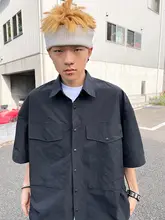 富士見 メンズ機能速乾ショートスリーブシャツ【シティボーイスタイル・オーバーサイズ・無地】