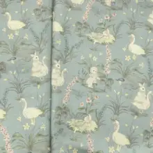 兎と大きな白鳥のデジタルプリントハンドメイドブックカバー【コットン製・平布】
