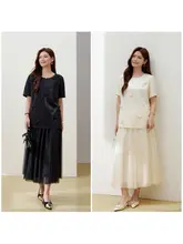 フランス風エレガントな女性用ファッション【優しいデザイン・シンプルな二点セット・大きいサイズ】（セットアップ対応）