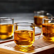 ガラス茶碗 功夫茶素材 透明 小茶碗 持ち手付き