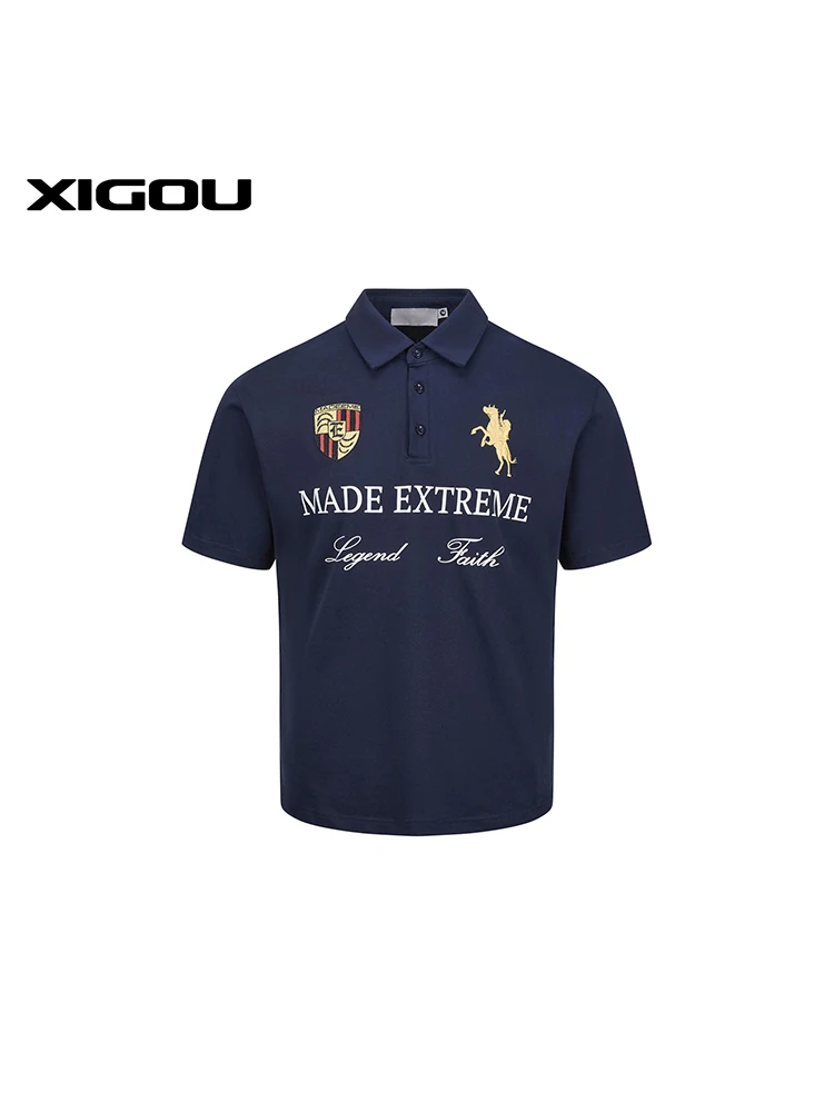刺繍入りPoloシャツ：夏用ストリートスタイルの国潮デザインと100%コットンの快適性