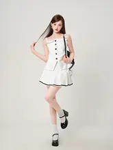 白色セクシー高腰プリーツミニスカート【女性用・スタイルアップ・カジュアル】