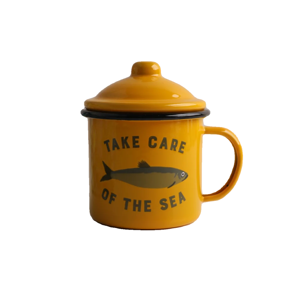 スペイン輸出 レトロな黄色い魚のデザインのコーヒーカップ【陶磁器製】