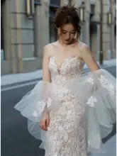 レースの軽婚式ドレス【高級デザイン・フレンチスタイル・夢のような新婦用】
