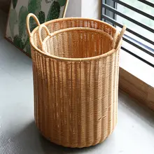 ランドリーバスケット 円形 リビング 収納バスケット 傘 置物ラック プラスチック 籐編み