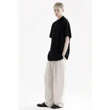 新中式デザインの立襟盤扣半袖シャツ【夏用】