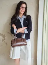 春にぴったり！デザインニット風 シャツ【肩出し・重ね着スタイル・女性用】（セットアップ対応）