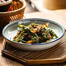 家庭用 陶器製深皿【蒸し皿・シンプルデザイン】