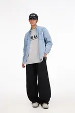 ストリートスタイルの黒いヒップホップパンツ【メンズ・スポーツ用・バナナパンツ】
