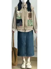 春向きコーディネート！マニッシュ風ノースリーブベストとシャツの二点セット（セットアップ対応）