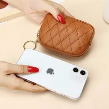 本革ファスナーコインケース【可愛いキーホルダー付き・ミニ財布・女性用・ハンドバッグ対応】