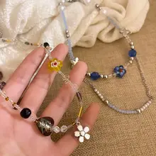 ヴィンテージ水晶ハートネックレス【高級感・小ぶりなデザイン・ビーズアクセサリー】